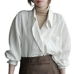 Women's Shirt Button Down Striped Loose Blouse