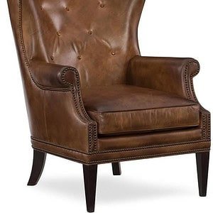 Hooker Furniture Maya Leather Wing Club Accent Chair