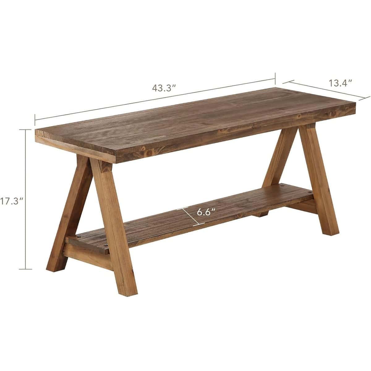 Wnutrees 43" Farmhouse Wood Bench - Image 2