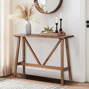 70.9-Inch Solid Wood Console Table for Entryway, Farmhouse Long Sofa Table with Shelves for Living Room, Hallway, Foyer
