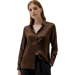 LilySilk Silk Blouse for Women 100% Pure Silk Long Sleeves Cool Smooth Tops