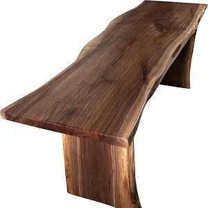 Rustic Red Door Co. Live Edge Wooden Bench - Solid Wood Dining Bench Furniture - Natural Edge Wooden Slab Bench (4' Long, Walnut Wood with Clear Coat)