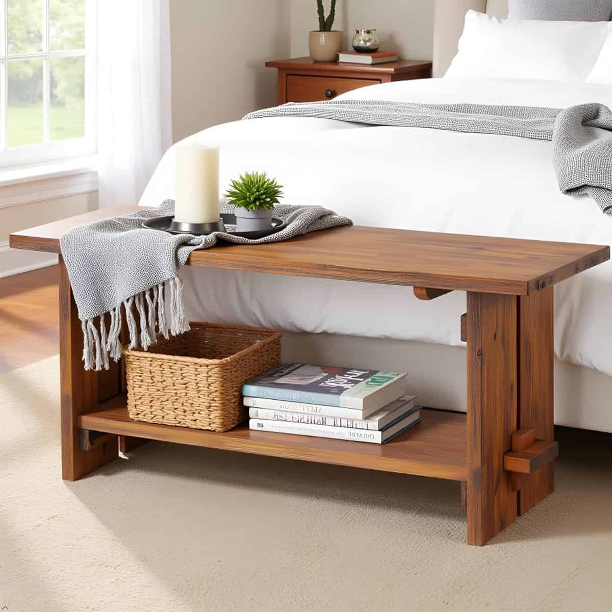 Bethel 40-Inch Rustic Acacia Wood Bench - Image 4
