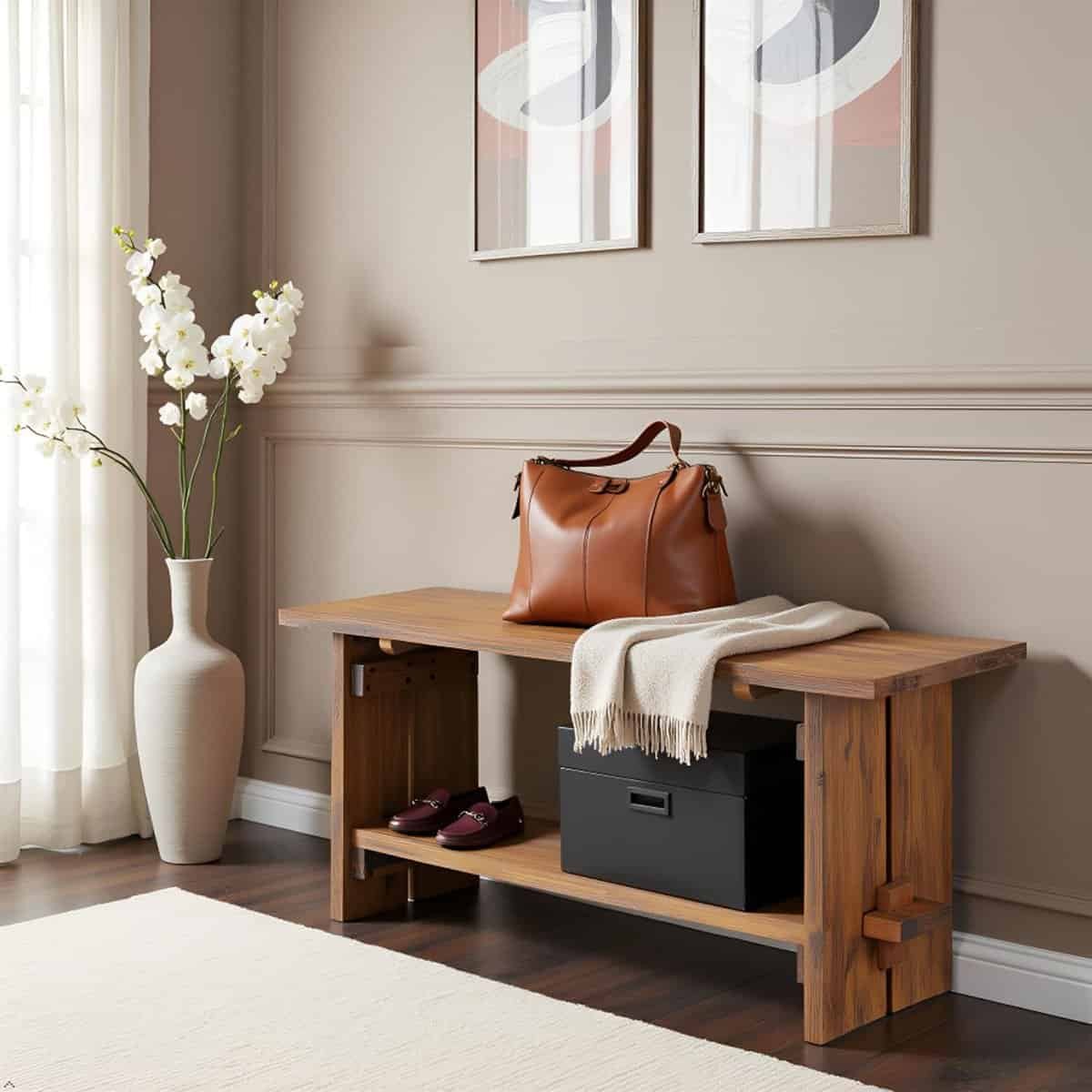 Bethel 40-Inch Rustic Acacia Wood Bench - Image 5