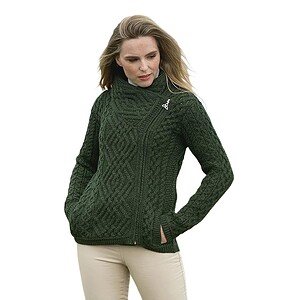 Irish Cable Knitted Wool Side Zip Cardigan (100% Merino Wool)