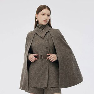 Wool Cape and Vest Two-Piece Set