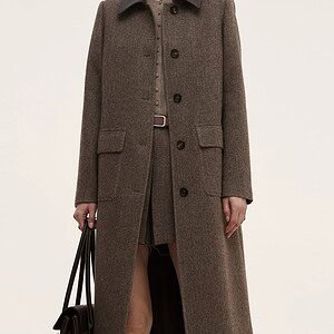 100% Washable Wool Leather Collar Women Coat