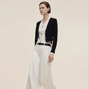 Women High-Waisted Wide Leg Pants With Leather Belt