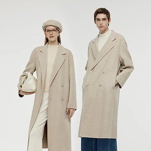 Wool Cashmere Herringbone Double-Faced Unisex Coat
