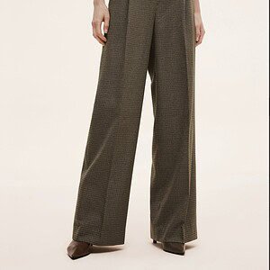Plaid Straight Wide Leg Women Pants