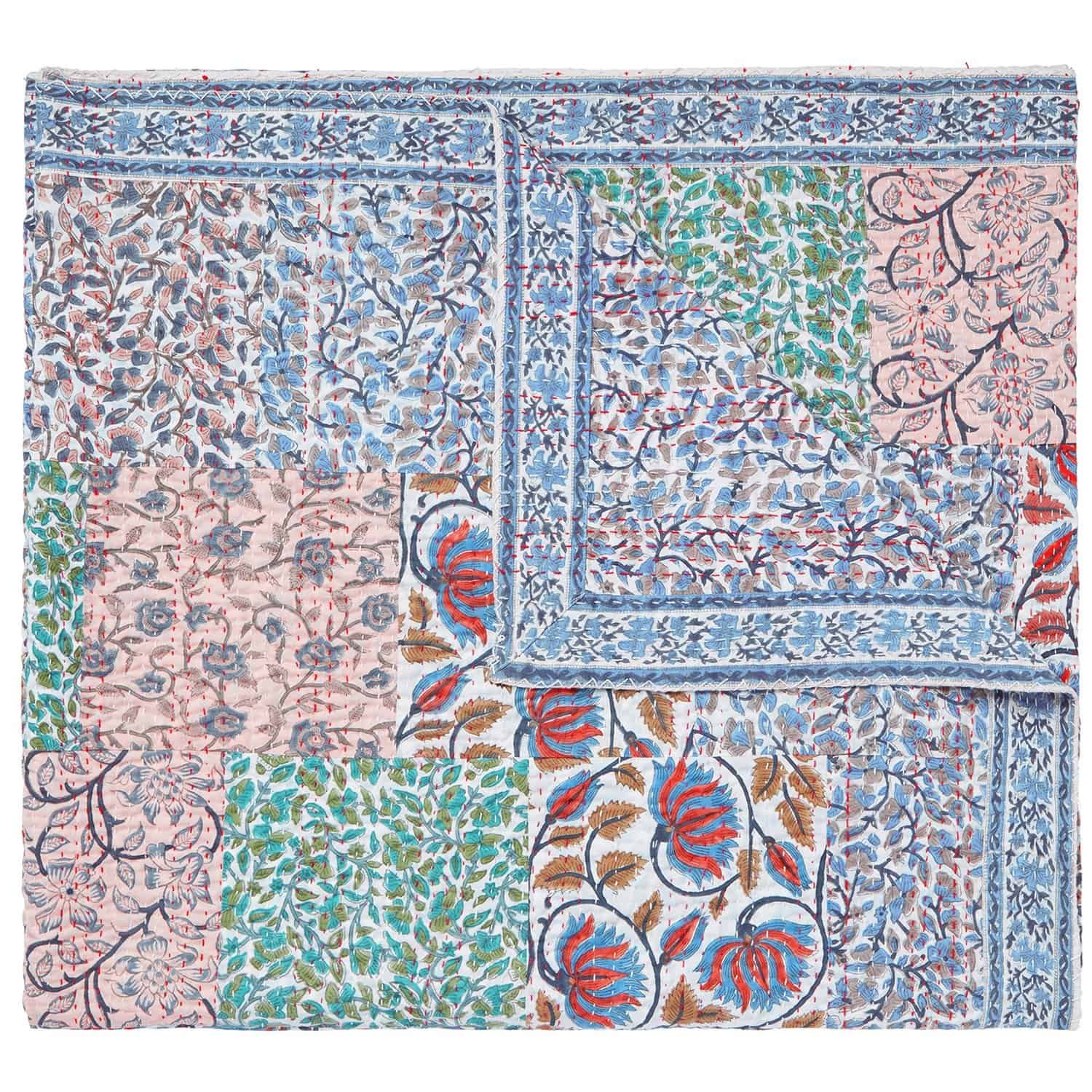 hand blocked and hand stitched patchwork quilts & kantha quilts by magnolia living