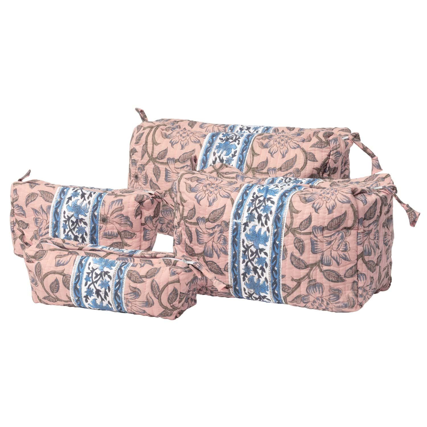 hand block printed one of a kind makeup bags from magnolia living