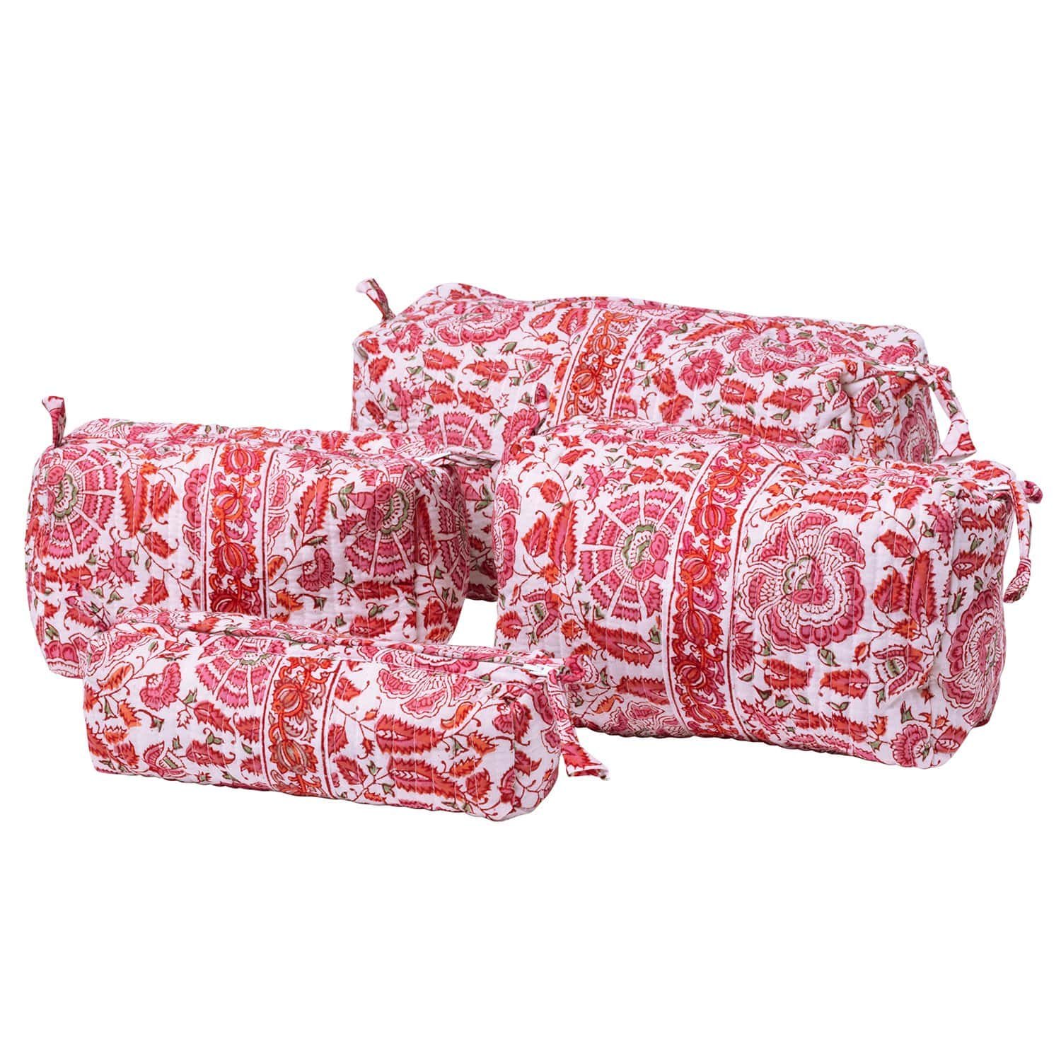 hand block printed one of a kind makeup bags from magnolia living