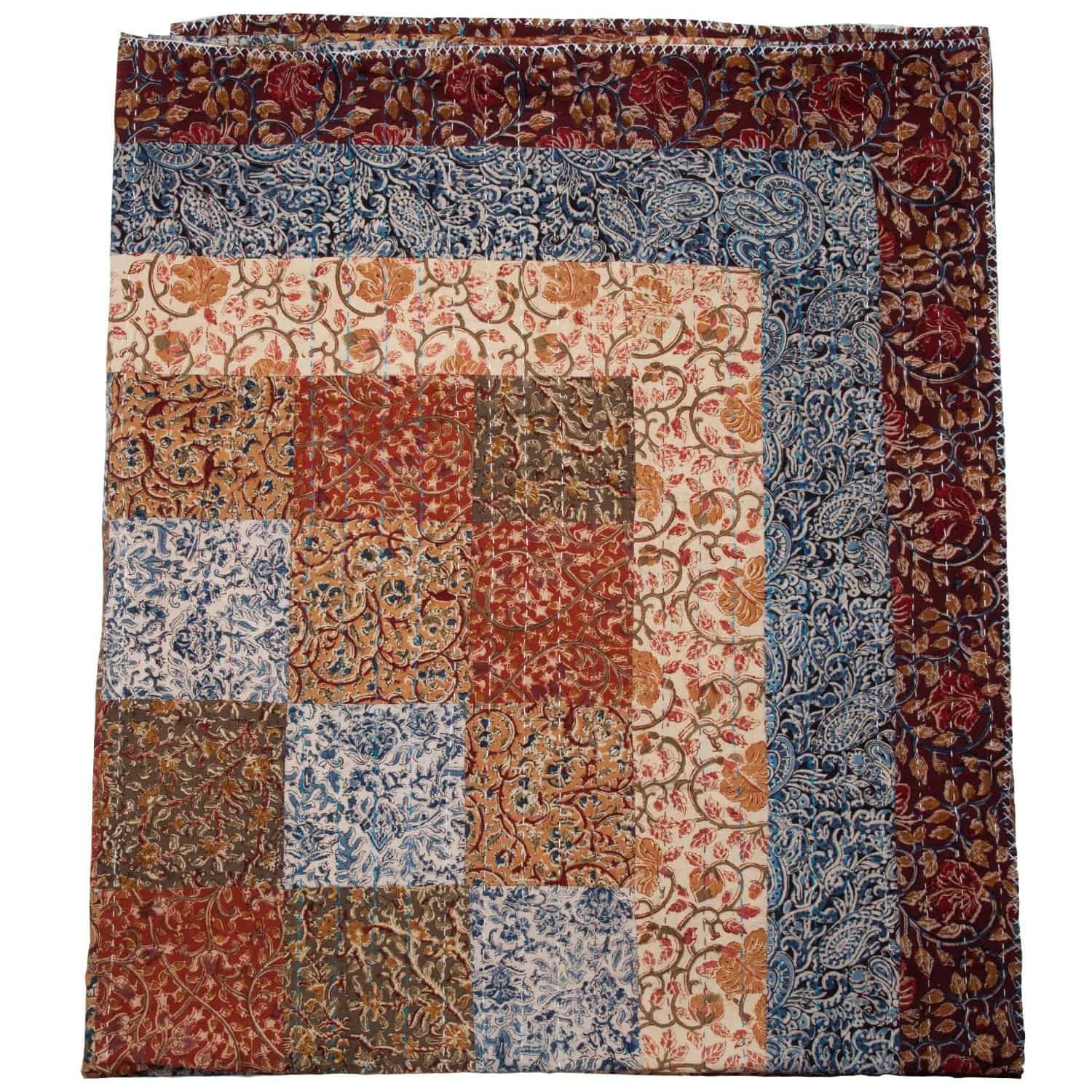 hand blocked and hand stitched patchwork quilts & kantha quilts by magnolia living
