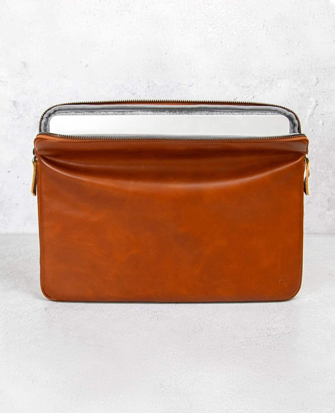 cowhide leather & wool lining laptop case by case made (popular science's top pick)