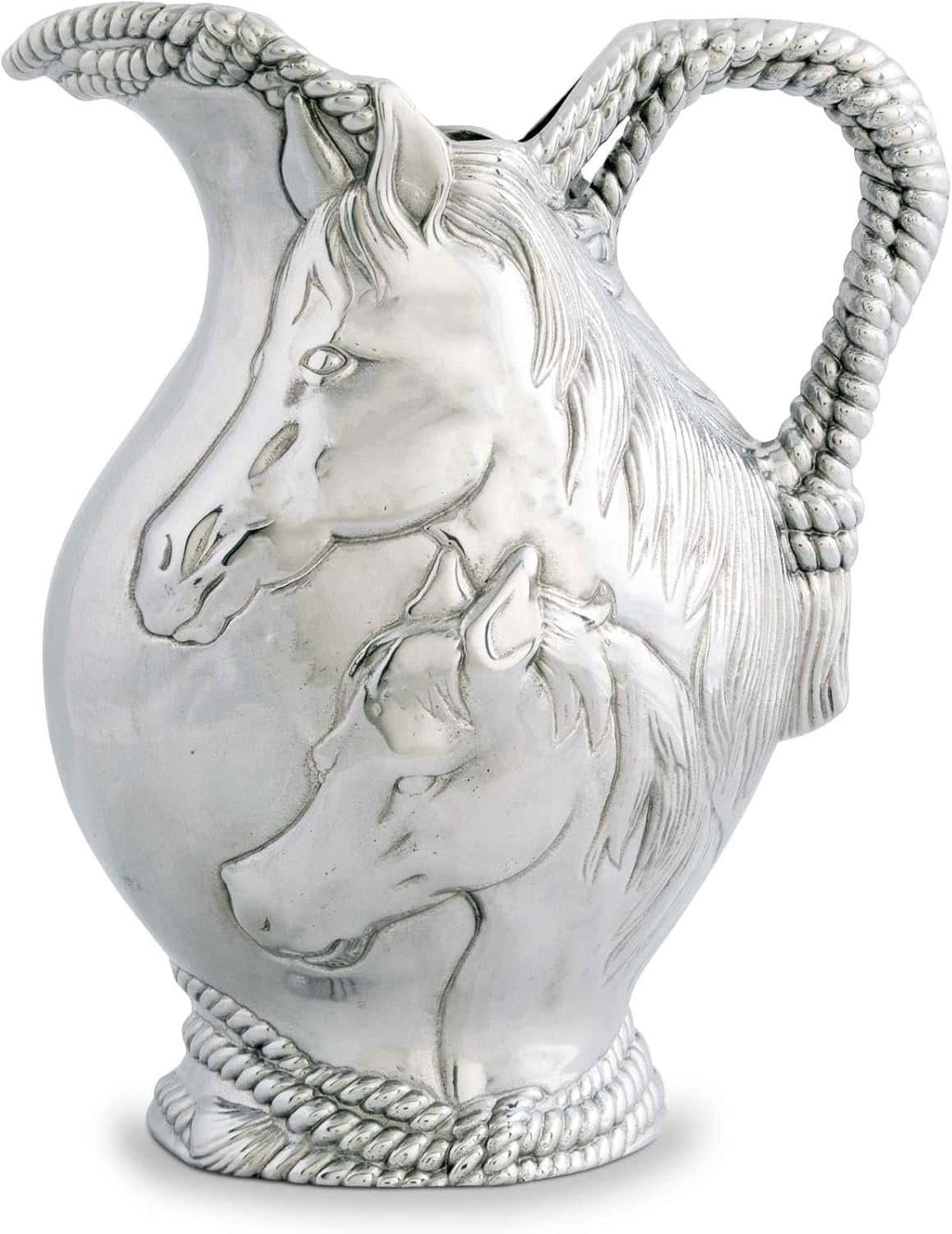 Arthur Court Aluminum Horse and Rope Equestrian Metal Pitcher Water Jug